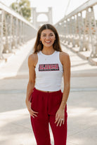 ALABAMA CRIMSON TIDE WEEKEND GOALS ESSENTIAL RIBBED CROP TANK BY MADI PREWETT TROUTT