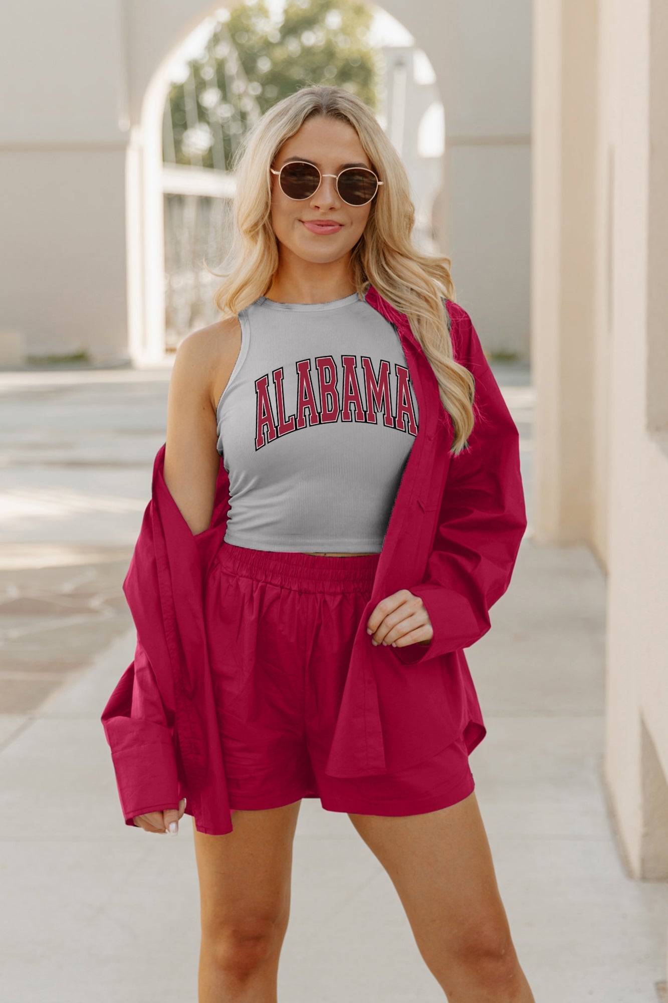 ALABAMA CRIMSON TIDE WELL PLAYED ESSENTIAL RIBBED CROP TANK BY MADI PREWETT