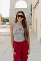 ALABAMA CRIMSON TIDE PLAY THE FIELD ESSENTIAL RIBBED CROP TANK BY MADI PREWETT