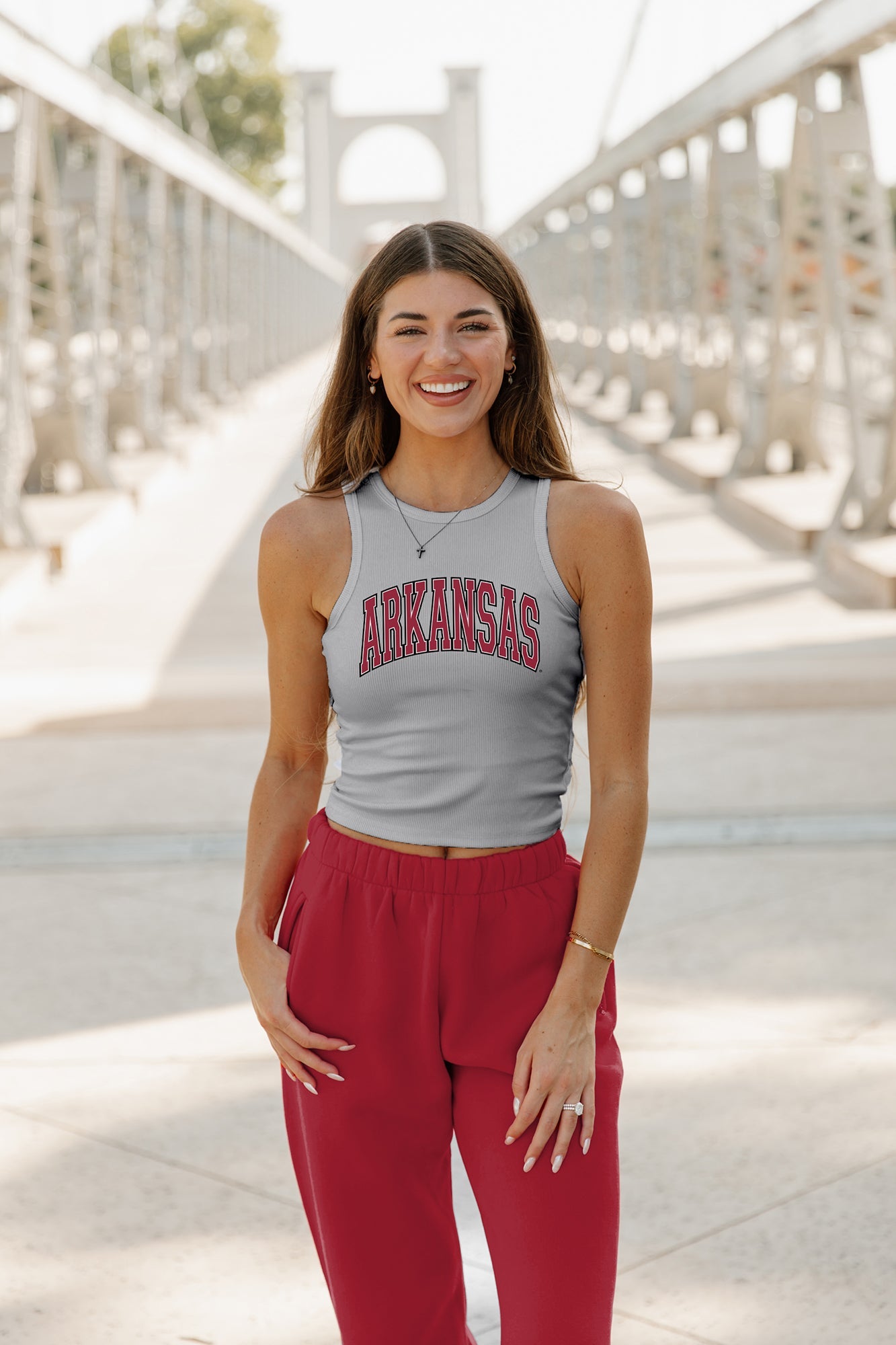 ARKANSAS RAZORBACKS WELL PLAYED ESSENTIAL RIBBED CROP TANK BY MADI PREWETT