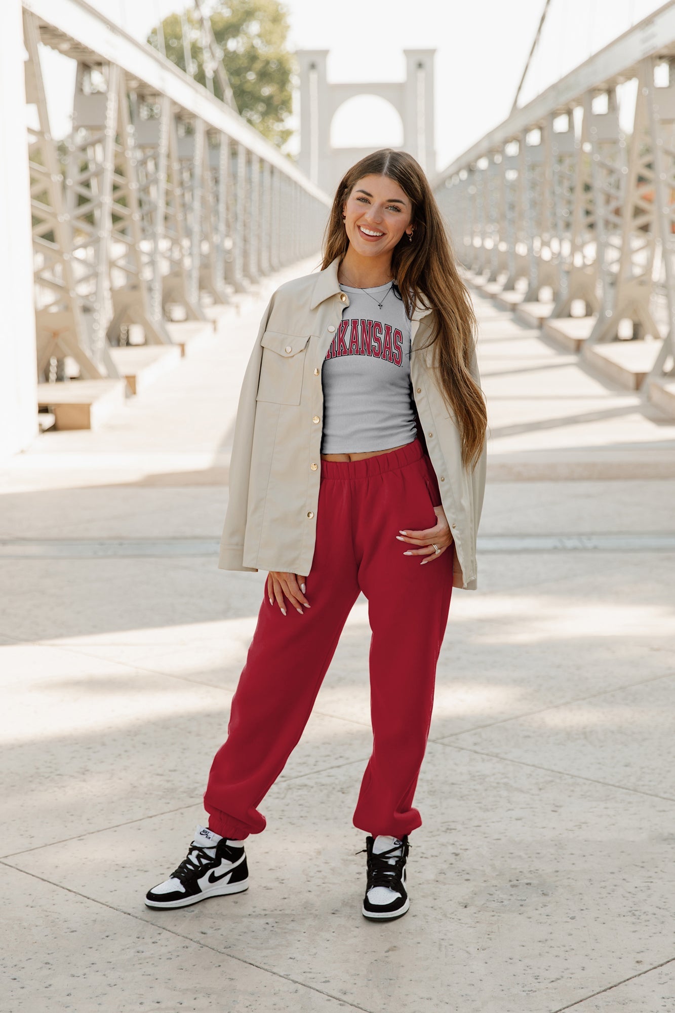 ARKANSAS RAZORBACKS WELL PLAYED ESSENTIAL RIBBED CROP TANK BY MADI PREWETT