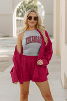 ARKANSAS RAZORBACKS WELL PLAYED ESSENTIAL RIBBED CROP TANK BY MADI PREWETT