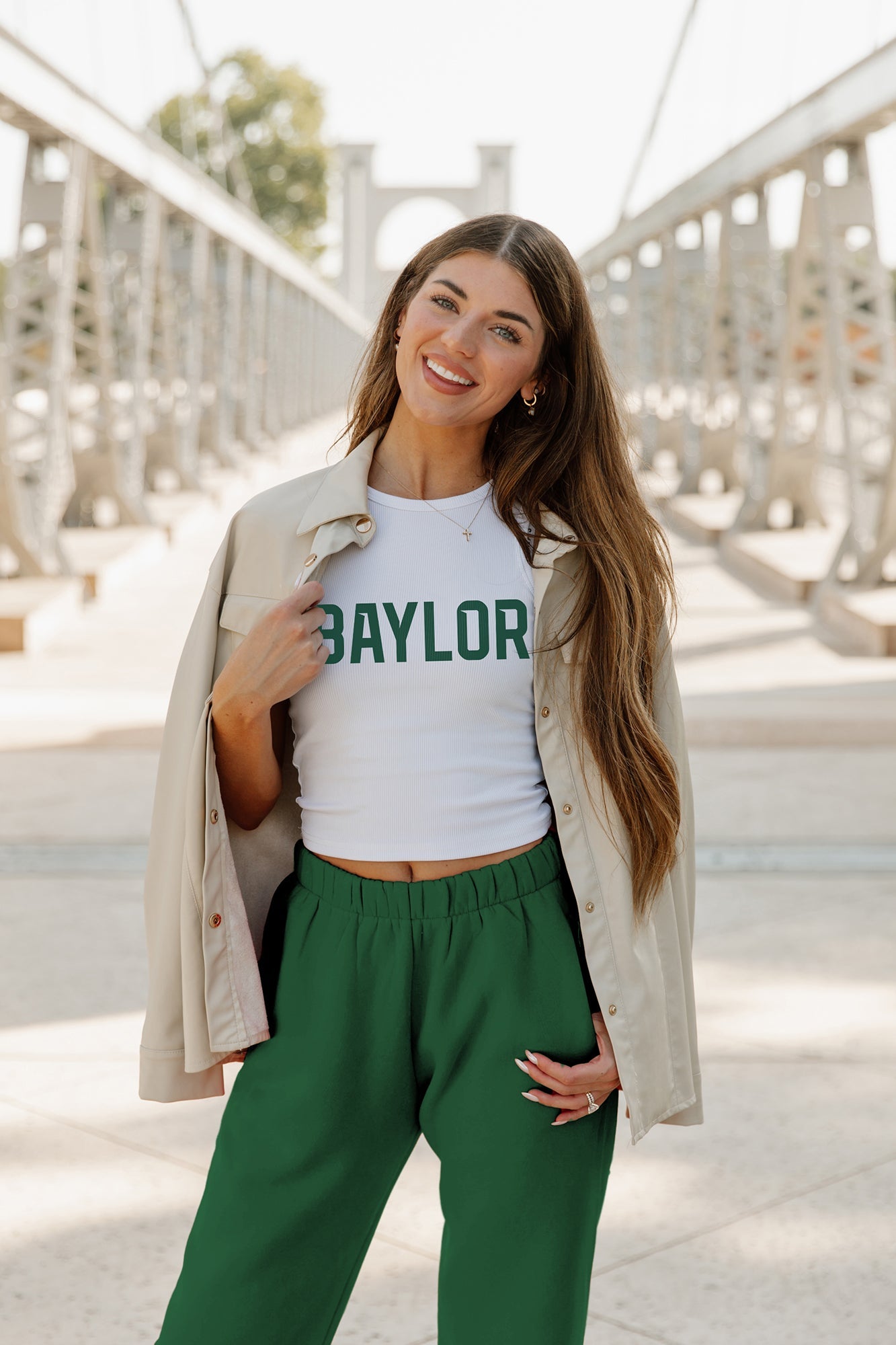 BAYLOR BEARS WEEKEND GOALS ESSENTIAL RIBBED CROP TANK BY MADI PREWETT TROUTT