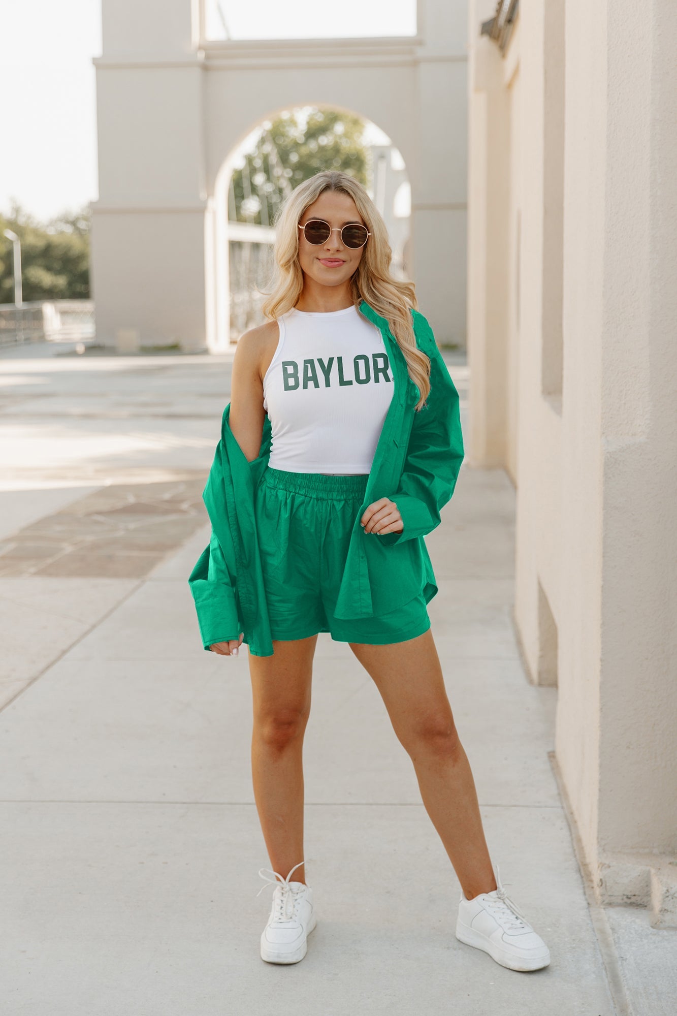 BAYLOR BEARS WEEKEND GOALS ESSENTIAL RIBBED CROP TANK BY MADI PREWETT TROUTT