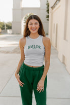 BAYLOR BEARS PLAY THE FIELD ESSENTIAL RIBBED CROP TANK BY MADI PREWETT