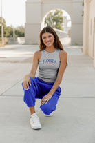 FLORIDA GATORS PLAY THE FIELD ESSENTIAL RIBBED CROP TANK BY MADI PREWETT