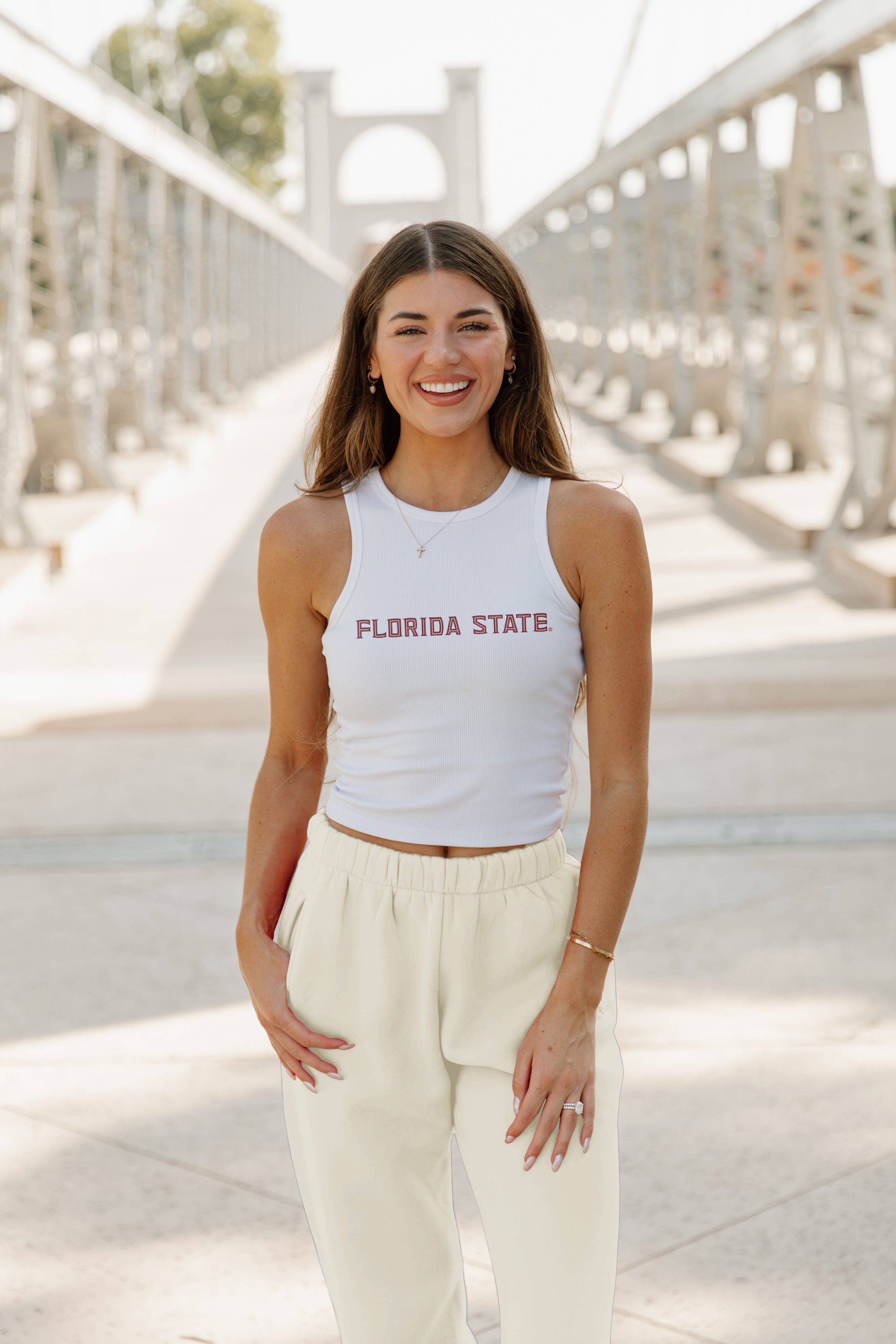 FLORIDA STATE SEMINOLES WEEKEND GOALS ESSENTIAL RIBBED CROP TANK BY MADI PREWETT TROUTT