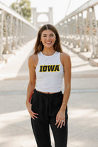 IOWA HAWKEYES WEEKEND GOALS ESSENTIAL RIBBED CROP TANK BY MADI PREWETT TROUTT