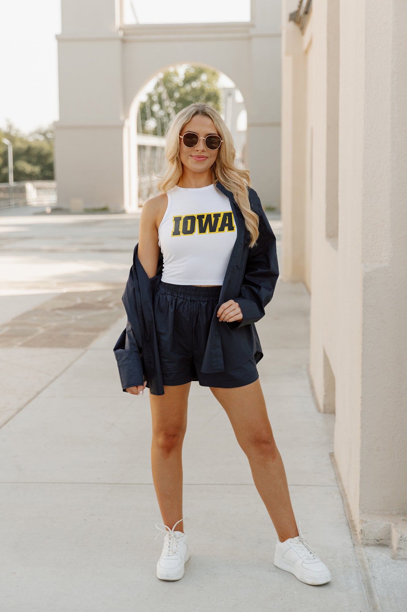 IOWA HAWKEYES WEEKEND GOALS ESSENTIAL RIBBED CROP TANK BY MADI PREWETT TROUTT