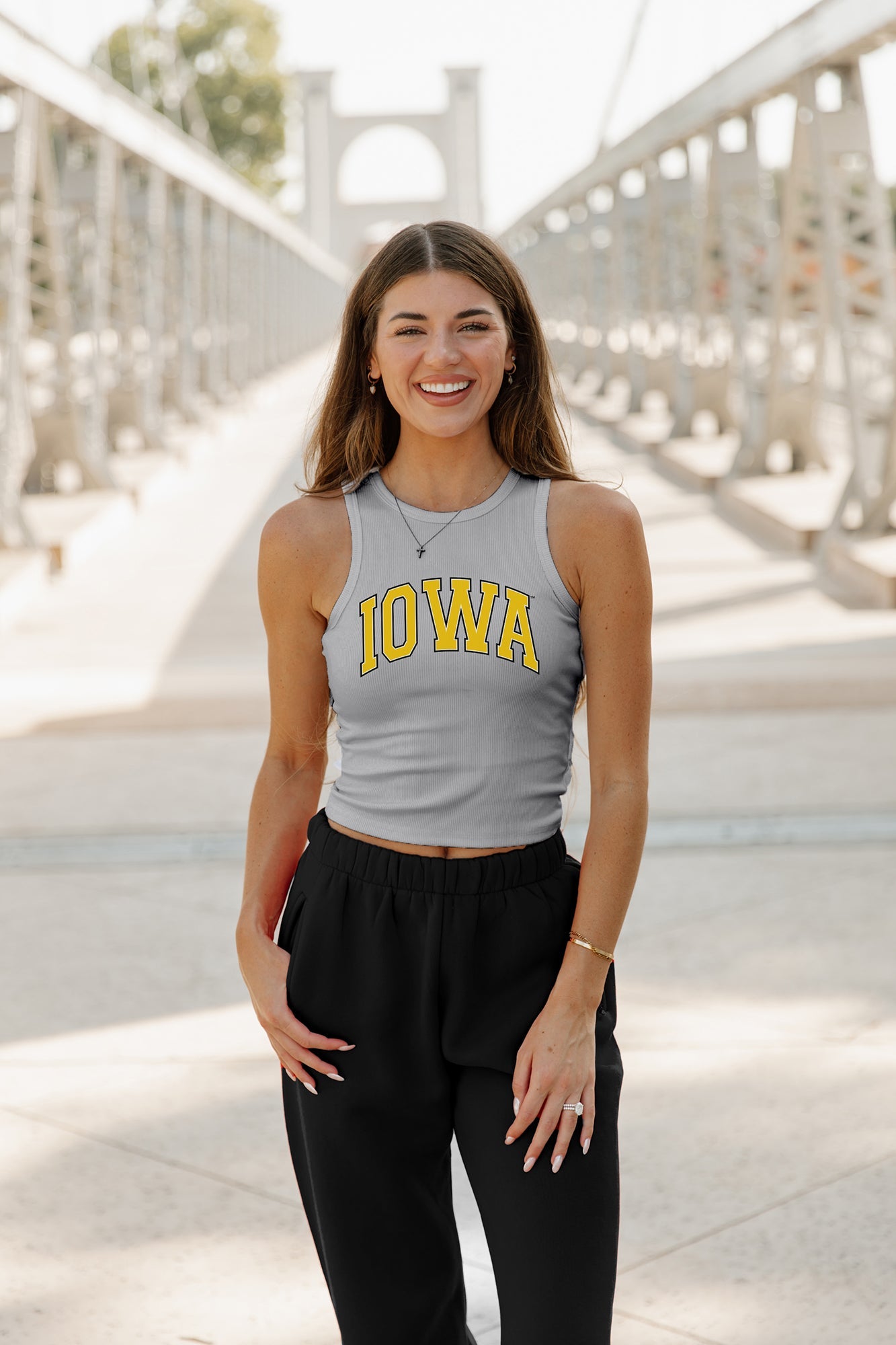 IOWA HAWKEYES WELL PLAYED ESSENTIAL RIBBED CROP TANK BY MADI PREWETT