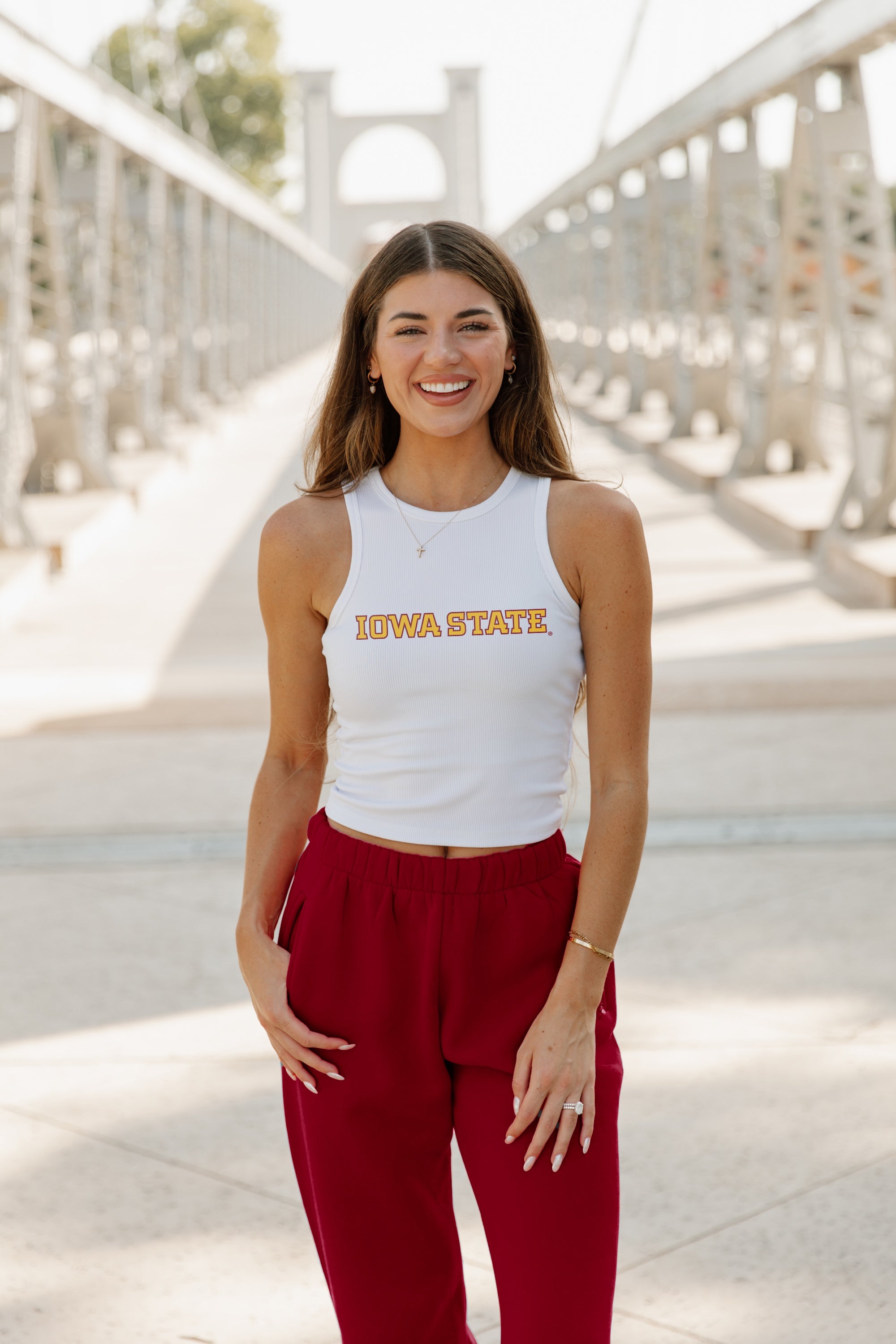 IOWA STATE CYCLONES WEEKEND GOALS ESSENTIAL RIBBED CROP TANK BY MADI PREWETT TROUTT