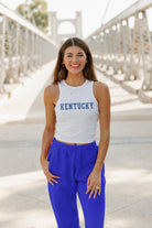 KENTUCKY WILDCATS WEEKEND GOALS ESSENTIAL RIBBED CROP TANK BY MADI PREWETT TROUTT