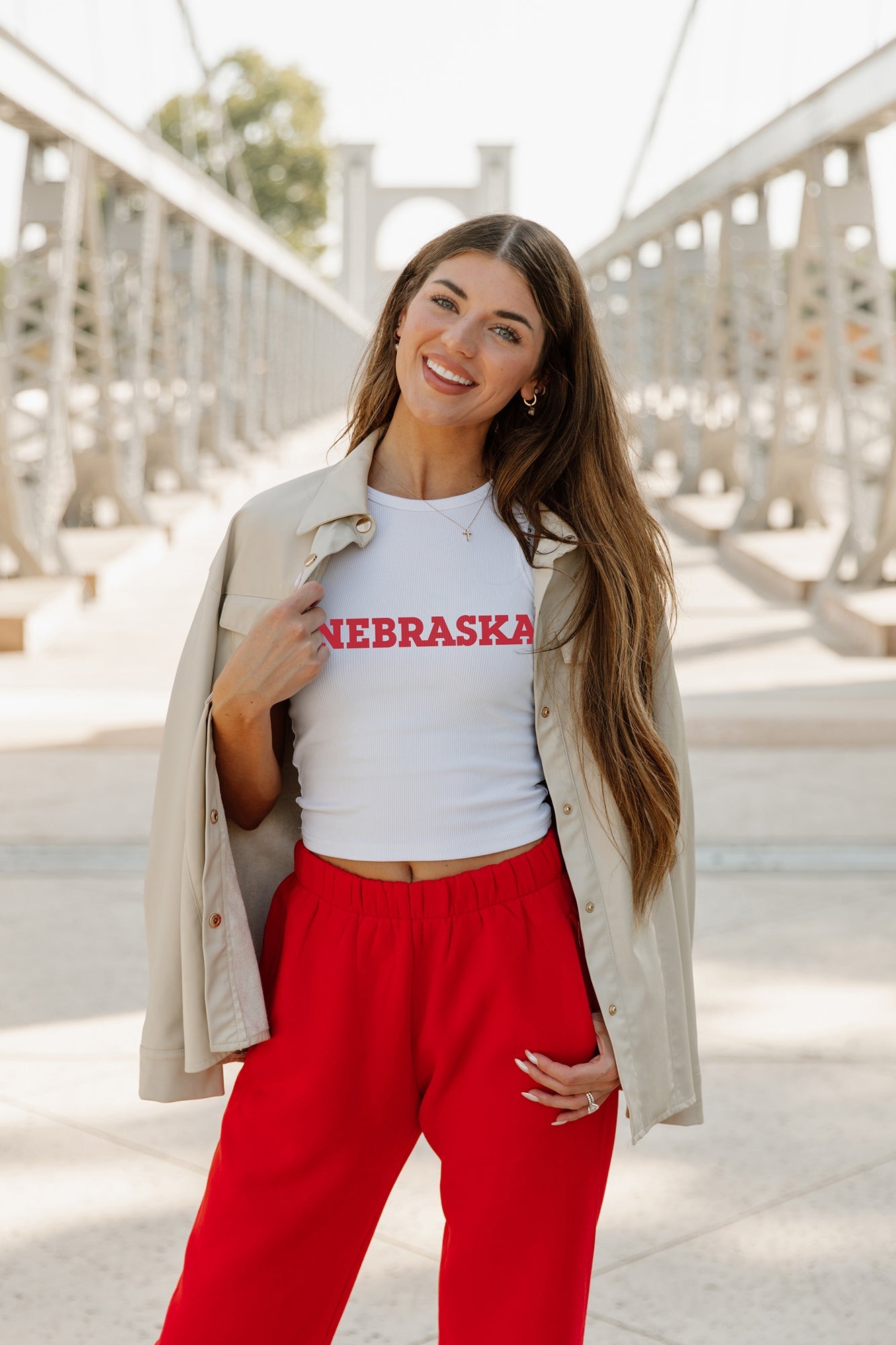 NEBRASKA CORNHUSKERS WEEKEND GOALS ESSENTIAL RIBBED CROP TANK BY MADI PREWETT TROUTT