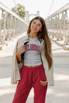 OKLAHOMA SOONERS WELL PLAYED ESSENTIAL RIBBED CROP TANK BY MADI PREWETT