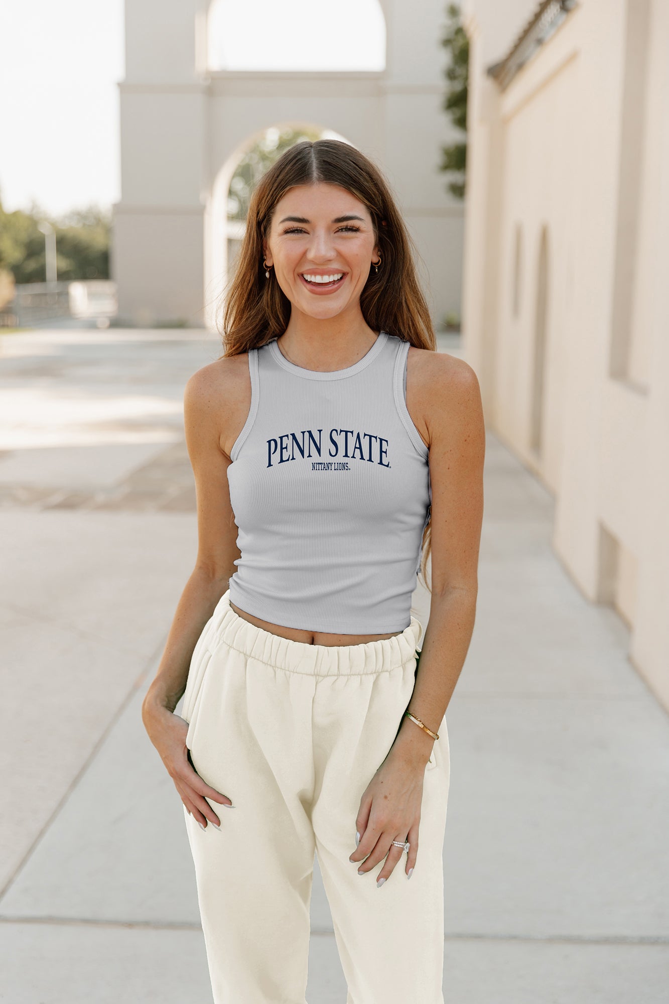 PENN STATE NITTANY LIONS PLAY THE FIELD ESSENTIAL RIBBED CROP TANK BY MADI PREWETT