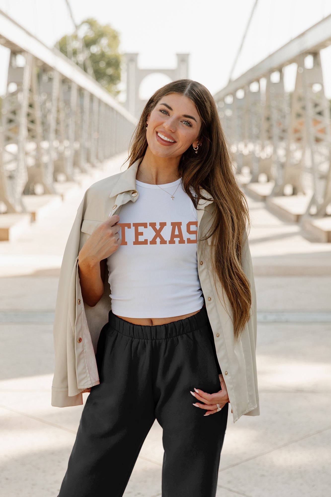 TEXAS LONGHORNS WEEKEND GOALS ESSENTIAL RIBBED CROP TANK BY MADI PREWETT TROUTT