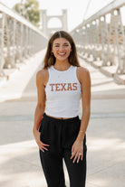 TEXAS LONGHORNS WEEKEND GOALS ESSENTIAL RIBBED CROP TANK BY MADI PREWETT TROUTT