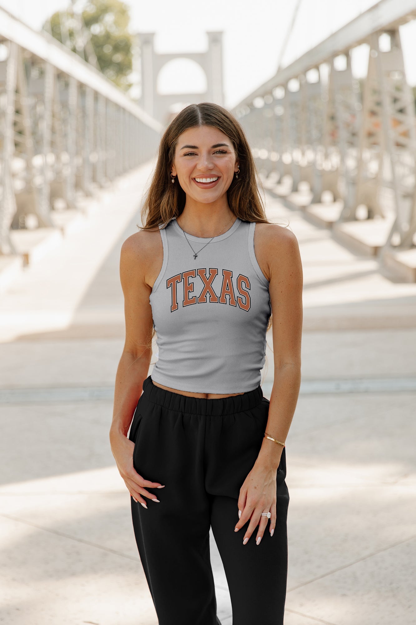 TEXAS LONGHORNS WELL PLAYED ESSENTIAL RIBBED CROP TANK BY MADI PREWETT