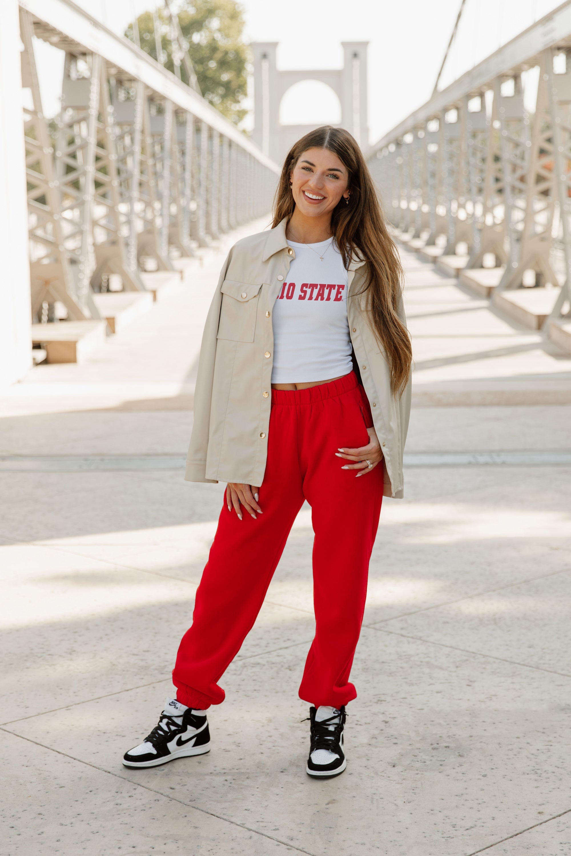 OHIO STATE BUCKEYES WEEKEND GOALS ESSENTIAL RIBBED CROP TANK BY MADI PREWETT TROUTT