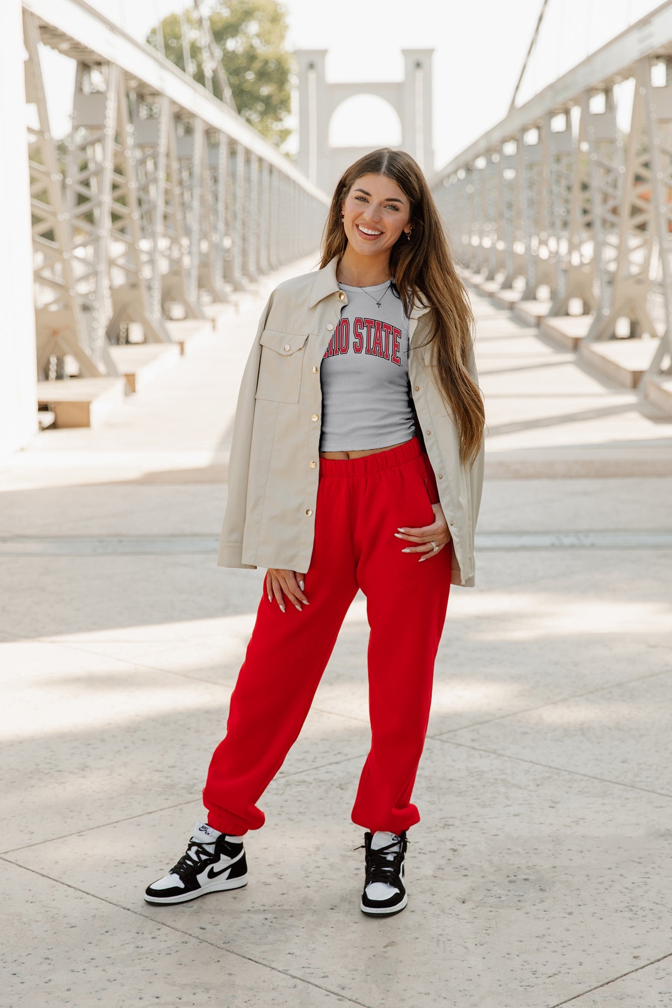 OHIO STATE BUCKEYES WELL PLAYED ESSENTIAL RIBBED CROP TANK BY MADI PREWETT