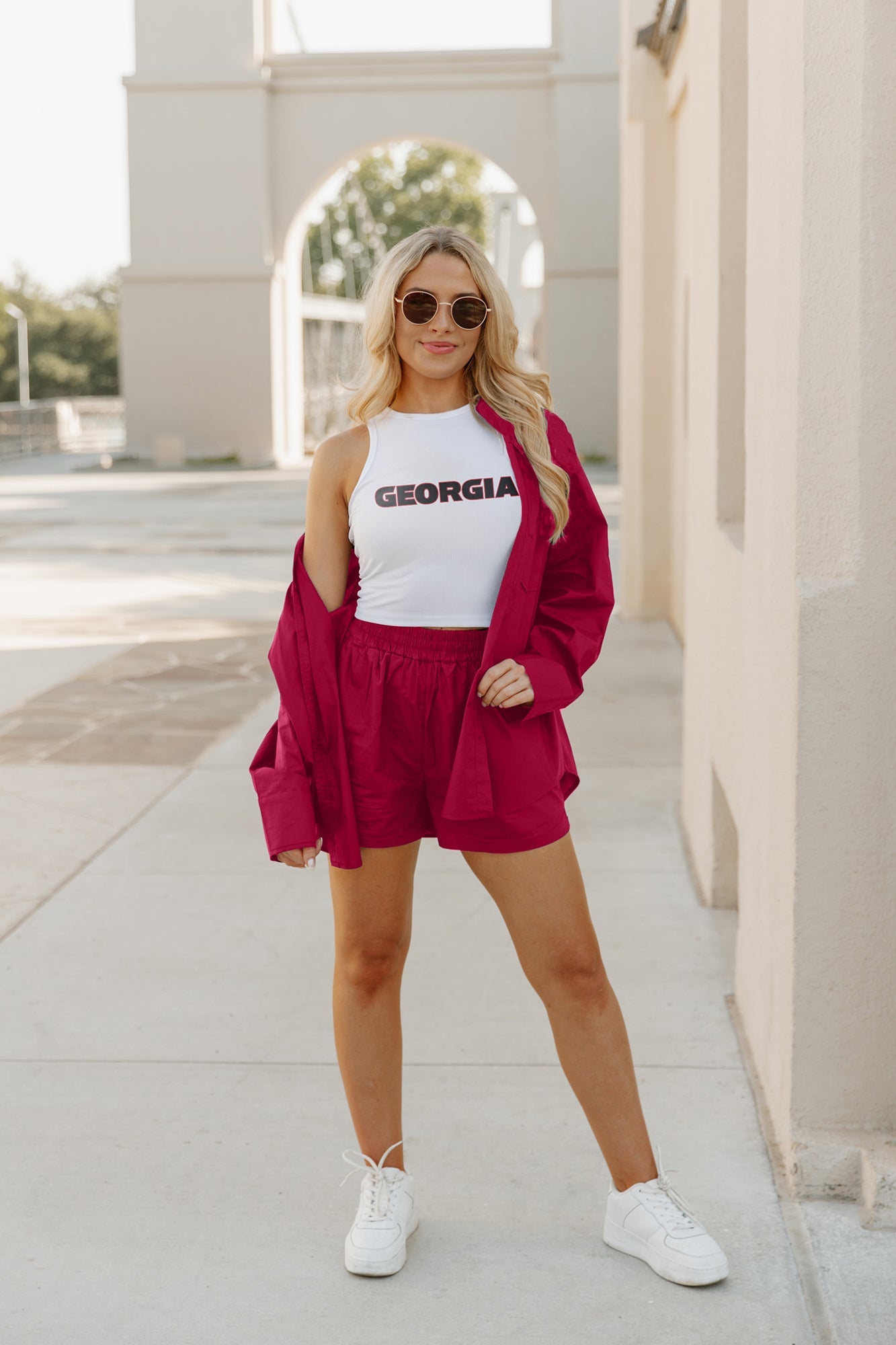 GEORGIA BULLDOGS WEEKEND GOALS ESSENTIAL RIBBED CROP TANK BY MADI PREWETT TROUTT