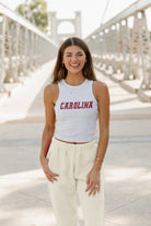 SOUTH CAROLINA GAMECOCKS WEEKEND GOALS ESSENTIAL RIBBED CROP TANK BY MADI PREWETT TROUTT