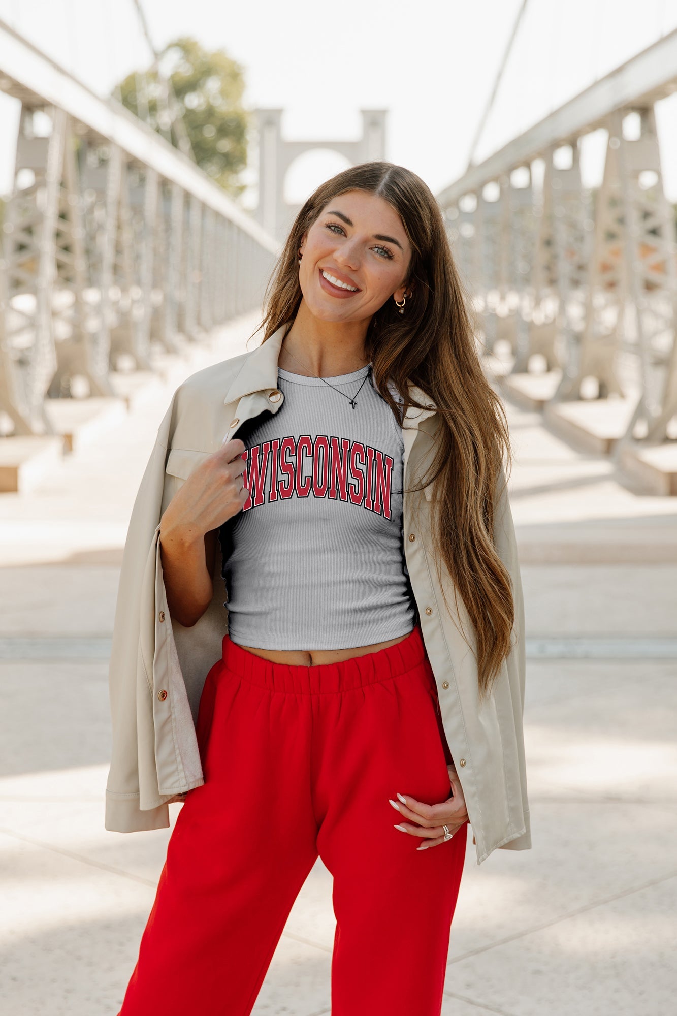 WISCONSIN BADGERS WELL PLAYED ESSENTIAL RIBBED CROP TANK BY MADI PREWETT