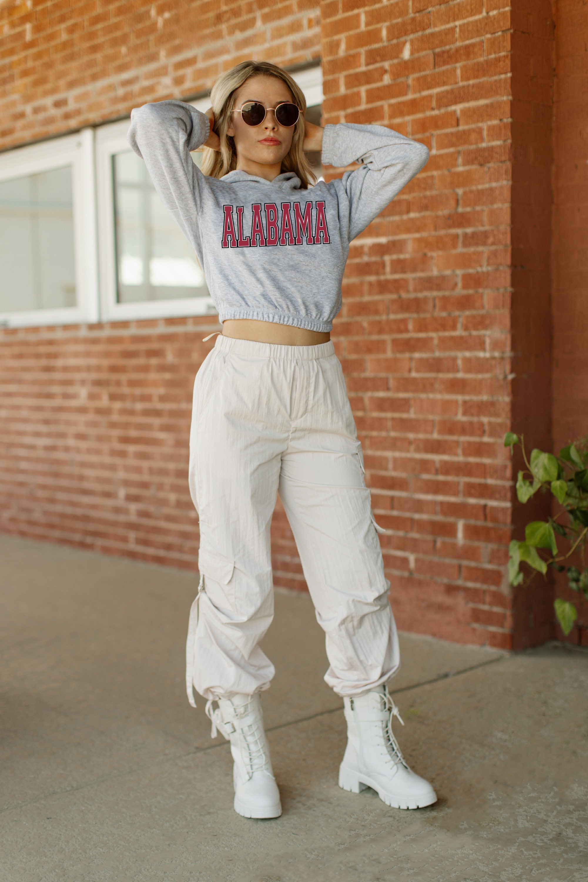 ALABAMA CRIMSON TIDE HEADED TO VICTORY BANDED CROPPED HOODIE BY MADI PREWETT