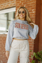 ARIZONA STATE SUN DEVILS HEADED TO VICTORY BANDED CROPPED HOODIE BY MADI PREWETT