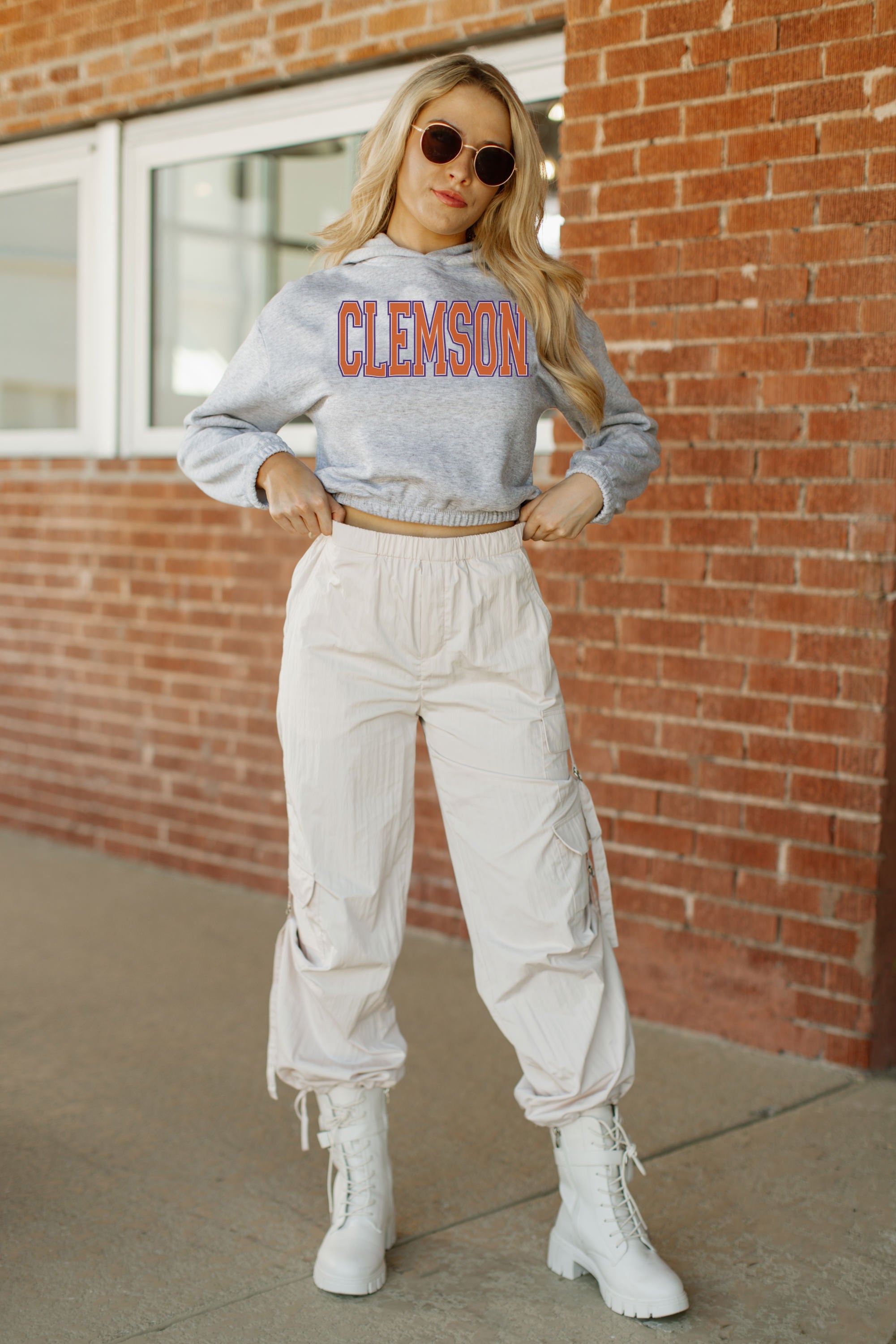 CLEMSON TIGERS HEADED TO VICTORY BANDED CROPPED HOODIE BY MADI PREWETT