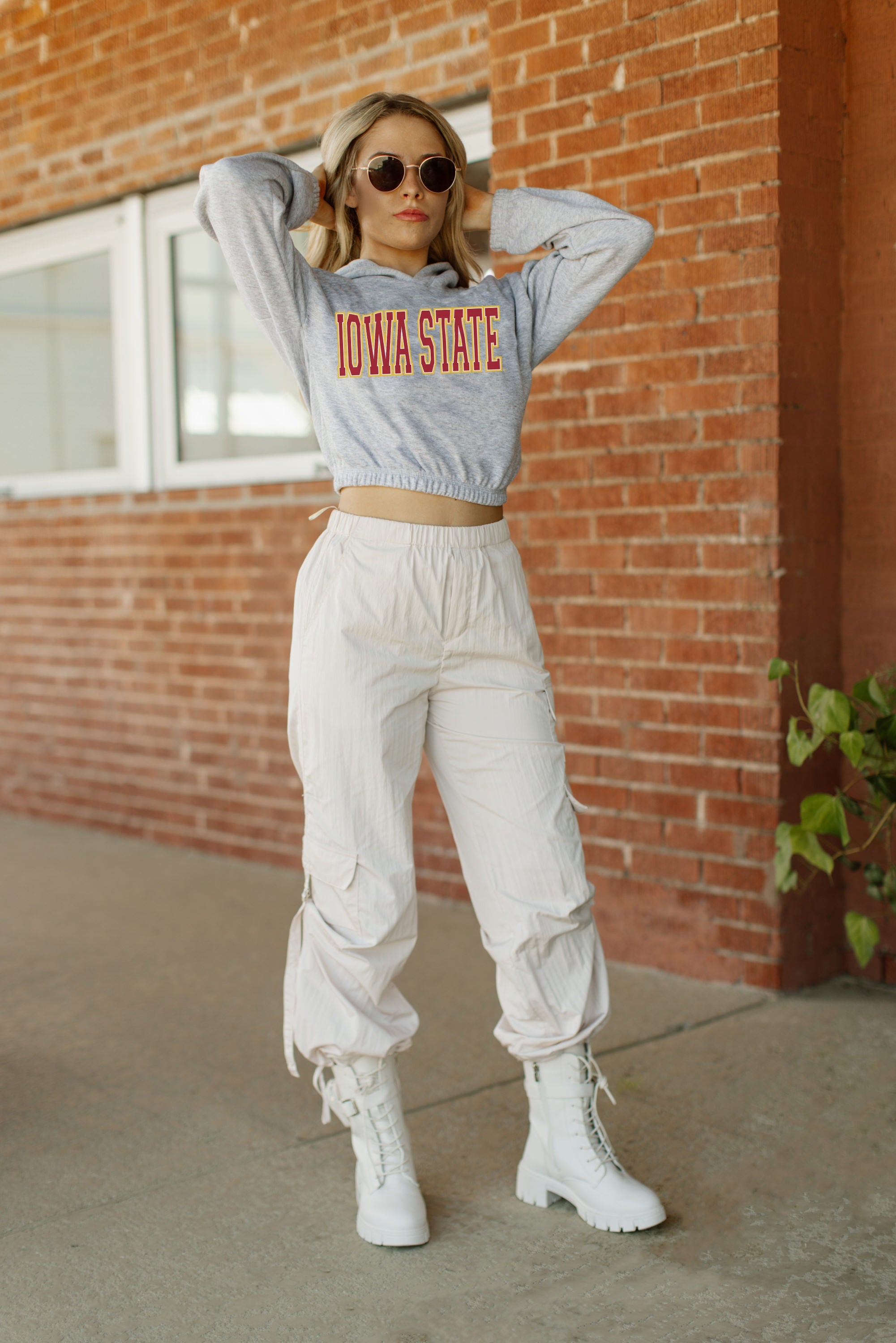 IOWA STATE CYCLONES HEADED TO VICTORY BANDED CROPPED HOODIE BY MADI PREWETT