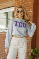 TCU HORNED FROGS HEADED TO VICTORY BANDED CROPPED HOODIE BY MADI PREWETT