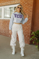 TCU HORNED FROGS HEADED TO VICTORY BANDED CROPPED HOODIE BY MADI PREWETT