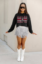 ALABAMA CRIMSON TIDE WAITING GAME RAW HEM CROPPED FLEECE HOODIE BY MADI PREWETT