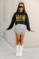 IOWA HAWKEYES WAITING GAME RAW HEM CROPPED FLEECE HOODIE BY MADI PREWETT