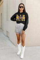 LSU TIGERS WAITING GAME RAW HEM CROPPED FLEECE HOODIE BY MADI PREWETT