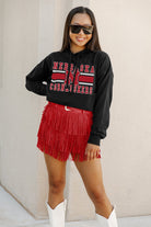 NEBRASKA CORNHUSKERS WAITING GAME RAW HEM CROPPED FLEECE HOODIE BY MADI PREWETT