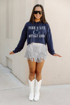 PENN STATE NITTANY LIONS WAITING GAME RAW HEM CROPPED FLEECE HOODIE BY MADI PREWETT