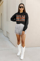 TEXAS LONGHORNS WAITING GAME RAW HEM CROPPED FLEECE HOODIE BY MADI PREWETT