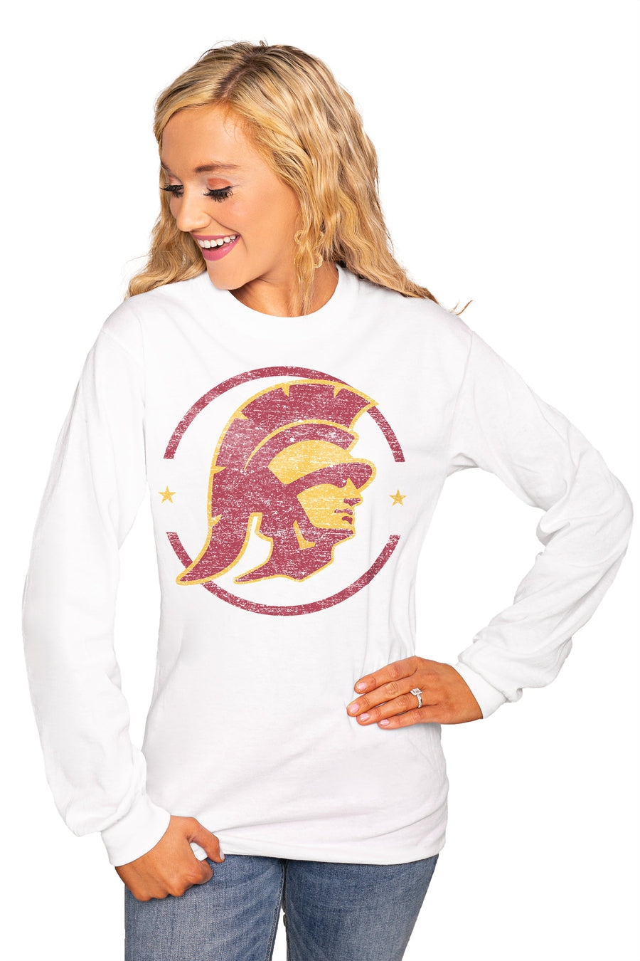 USC Trojans "End Zone" Luxe Boyfriend Crew Tee - Shop The Soho